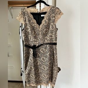 Calvin Klein black & tan dress